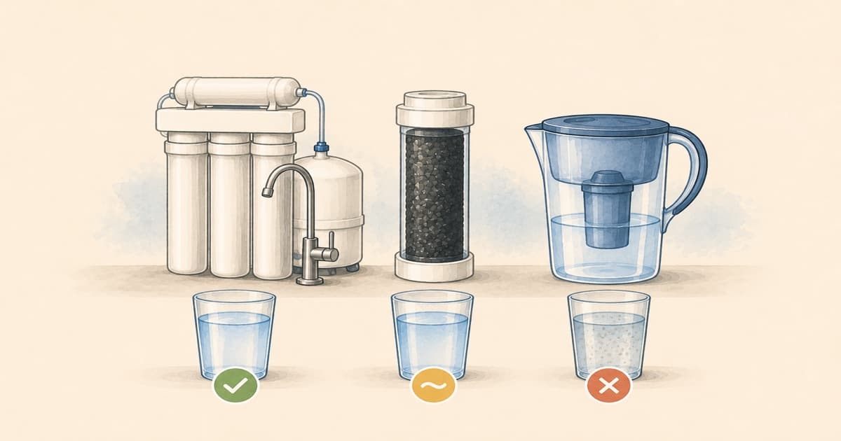 Comparison of reverse osmosis, carbon block, and pitcher water filters for microplastic removal