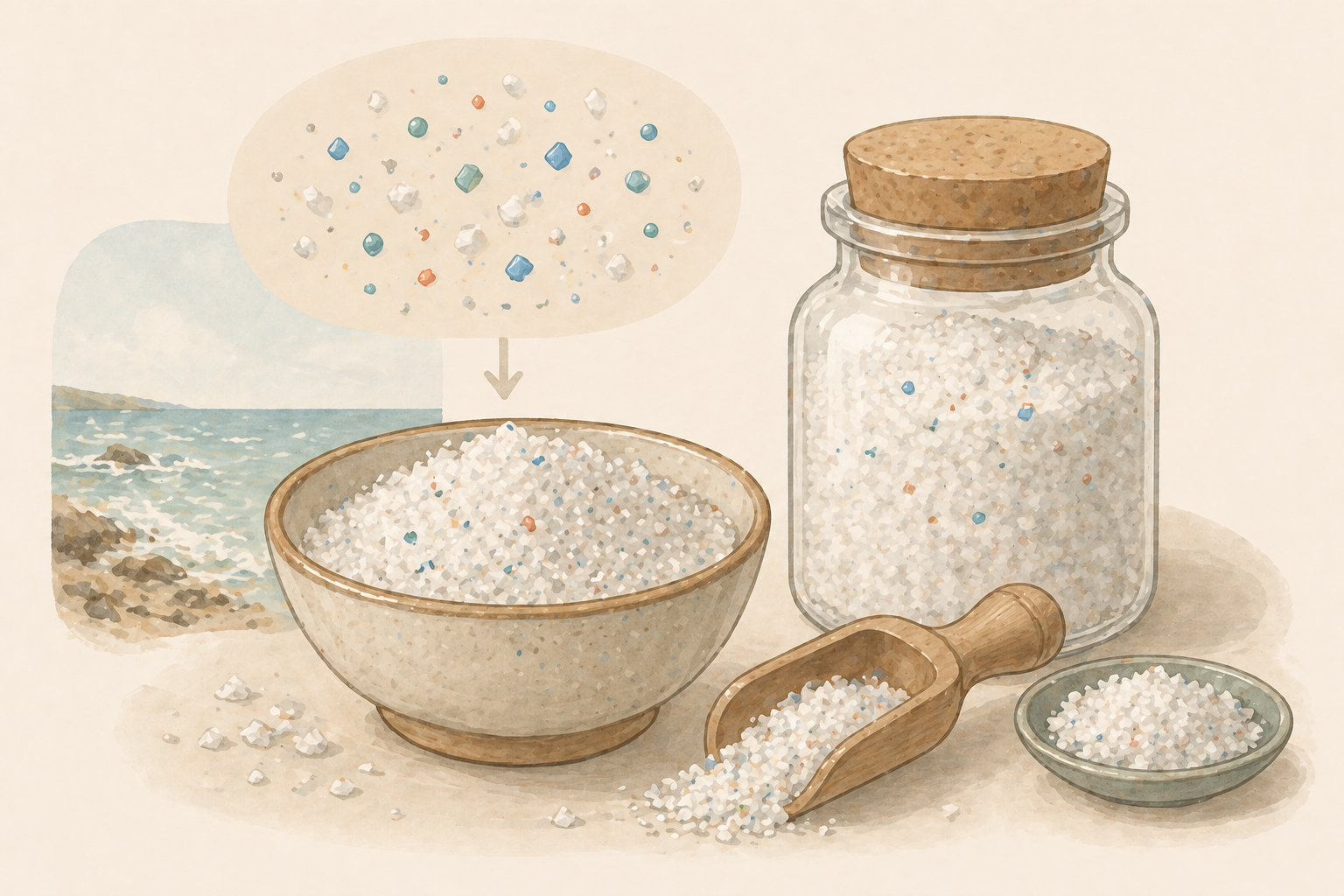 Sea salt with microplastic particles
